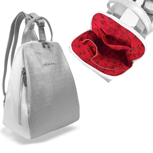  Dámsky batoh Zellia Hz-119 bielo-striebornej farby 33 x 25 x 14 cm