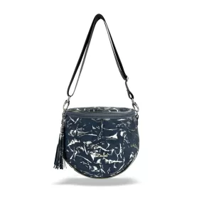   Dámska bočná kabelka Zellia Zlb12 tmavomodrá-strieborná - listová -
