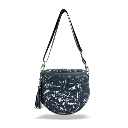  Dámska bočná kabelka Zellia Zlb12 tmavomodrá-strieborná - listová -