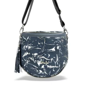    Dámska bočná kabelka Zellia Zlb12 tmavomodrá-strieborná - listová -