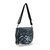  Dámska bočná kabelka Zellia Zlb12 tmavomodrá-strieborná - listová -