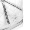  Dámska prešívaná biela taška cez rameno Zellia, ruksak so striebornými doplnkami