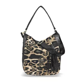    Dámska kabelka cez rameno Zellia Zlb180 s leopardím vzorom, čierna, 34 x 27 x 11 cm