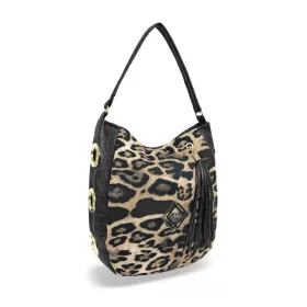    Dámska kabelka cez rameno Zellia Zlb180 s leopardím vzorom, čierna, 34 x 27 x 11 cm