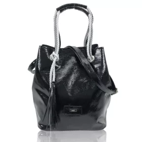    Dámska lakovaná čierna taška cez rameno Zellia, bočná taška