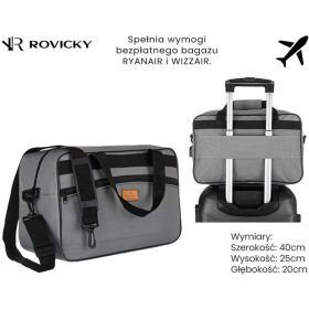    Rovicky R-Tl15608-2516 sivá príručná batožina, cestovná taška 40 X 25 X 20 cm