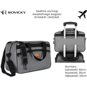    Rovicky R-Tl15608-2516 sivá príručná batožina, cestovná taška 40 X 25 X 20 cm