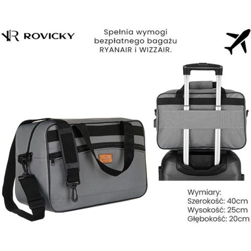  Rovicky R-Tl15608-2516 sivá príručná batožina, cestovná taška 40 X 25 X 20 cm