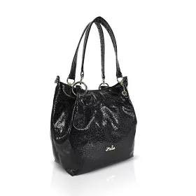   Zellia Zlb475 Mozaik fekete lakk női válltáska 34 x 29 x 14 cm