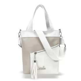    Dámska béžovo-biela kabelka cez rameno Zellia, kabelka 30 × 23 cm
