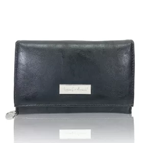    Stredne veľká dámska peňaženka z čiernej kože z vlákien Jennifer Jones