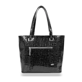    Dámska kabelka cez rameno Zellia Td57 s čiernym krokodílím vzorom 35 × 30 × 12 cm