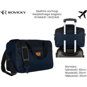    Rovicky R-Tl15608-2509 tmavomodrá príručná batožina, cestovná taška 40 x 25 x 20 cm