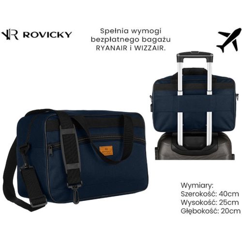  Rovicky R-Tl15608-2509 tmavomodrá príručná batožina, cestovná taška 40 x 25 x 20 cm