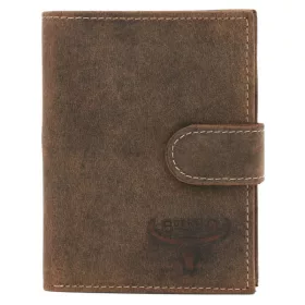    Hnedá stojaca kožená pánska peňaženka s klipom 12,5×9,5 cm
