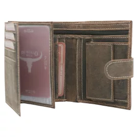    Hnedá stojaca kožená pánska peňaženka s klipom 12,5×9,5 cm