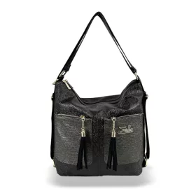    Dámska taška cez rameno, batoh Zellia 24157 v čierno-grafitovej farbe, rozmery 31 x 31 x 13 cm