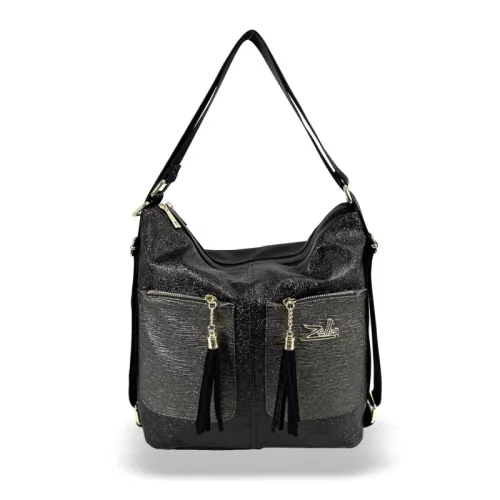  Dámska taška cez rameno, batoh Zellia 24157 v čierno-grafitovej farbe, rozmery 31 x 31 x 13 cm