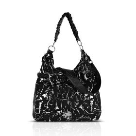   Zelia 25070 Leaf fekete-ezüst márvány mintás női válltáska 39 x 33 x 13 cm