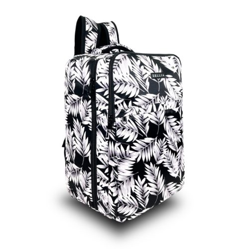  Batoh na príručnú batožinu Zellia Hz-104 A2041 F čiernobiely rastlinný vzor WizzAir Ryanair - vodeodolný - 40 x 25 x 20 cm