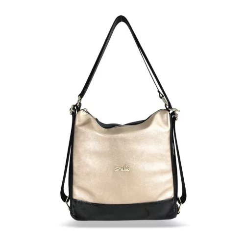  Dámska kabelka cez rameno Zellia Zlb317 čierno-zlatá, premeniteľná na batoh 31 x 28 x 12,5 cm
