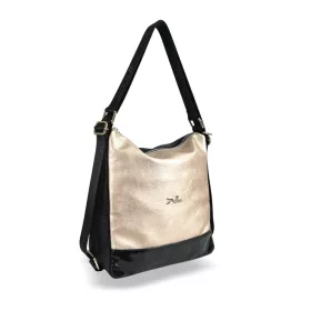    Dámska kabelka cez rameno Zellia Zlb317 čierno-zlatá, premeniteľná na batoh 31 x 28 x 12,5 cm