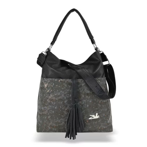  Dámska kabelka cez rameno Zellia 21031 čierno-sivá 41 x 38 x 10,5 cm