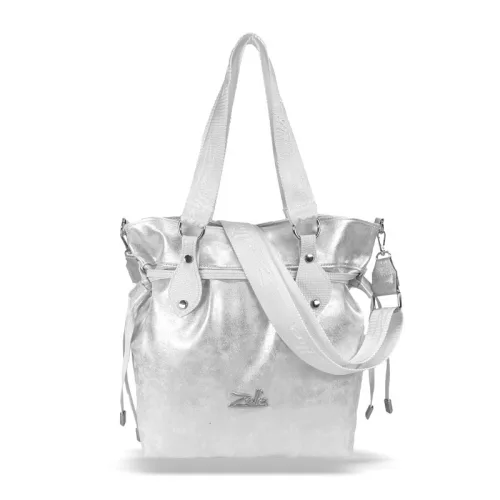  Zellia 24112 strieborno-biela dámska taška cez rameno, bočná taška 30 x 28 x 13 cm