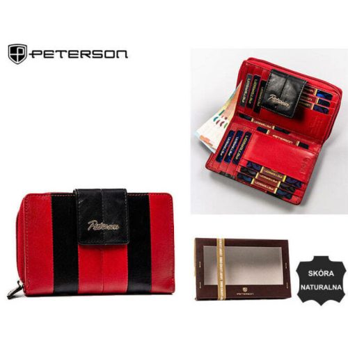  Pripínacia, červená dámska kožená peňaženka Peterson s RFID ochranou