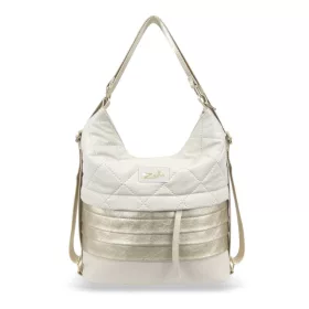   Zellia 22007 steppelt női hátizsákká alakítható válltáska bézs-arany 35 x 33 x 12 cm