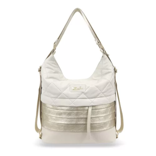 Zellia 22007 steppelt női hátizsákká alakítható válltáska bézs-arany 35 x 33 x 12 cm