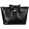  Kroko vzor Peterson, čierna dámska kabelka, taška cez rameno 44×26 cm