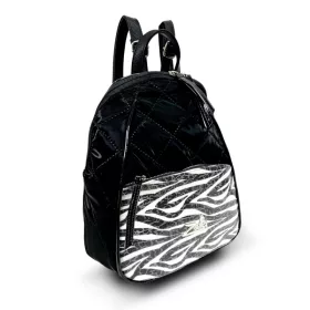    Dámsky batoh Zellia 24045 Čierny prešívaný - Vodoodpudivý - Lakovaný vzor Zebra -