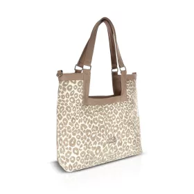   Zellia 26074 Pantera bézs-krém színű párduc mintás női válltáska 37 × 36 × 13 cm
