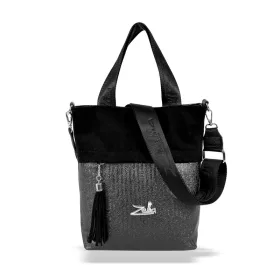   Zellia 21020 fekete-grafit velúr női válltáska, oldalpántal 30 x 28 x 8 cm