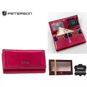    Peterson veľká, purpurová dámska kožená peňaženka s RFID ochranou 19×10 cm