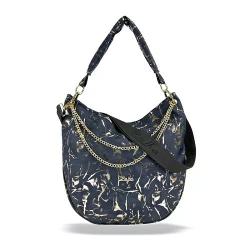  Dámska kabelka cez rameno Zellia Zlb312 tmavomodrá-zlatá - listová -