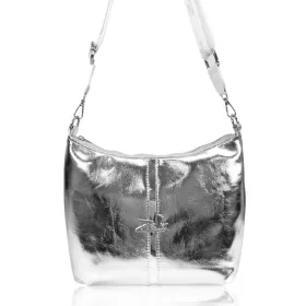   Dámska strieborná kabelka cez rameno Zellia, módna taška