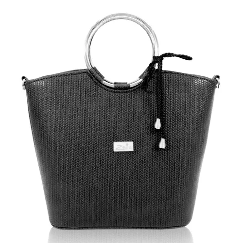  Čierna tkaná kabelka Zellia Zvn22030 29 x 24,5 x 13 cm