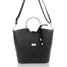  Čierna tkaná kabelka Zellia Zvn22030 29 x 24,5 x 13 cm