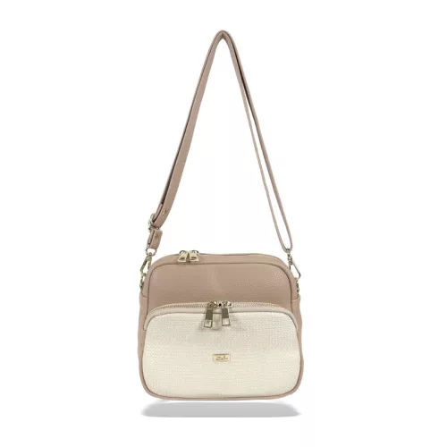  Dámska crossbody kabelka Zellia Zvn24010 v hnedo-zlatej farbe s lieskovou farbou 22 x 18 x 9 cm