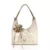  Dámska kabelka cez rameno Zellia 26038F béžovo-zlatá s kvetinovou výzdobou 40 x 38 x 11 cm
