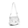  Dámska crossbody kabelka Zellia 21028 bielo-strieborná s mramorovým vzorom 23 x 11 cm