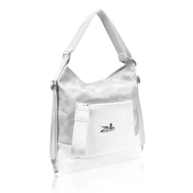  Taška cez rameno Zellia strieborno-biela, batoh 37 x 37 cm
