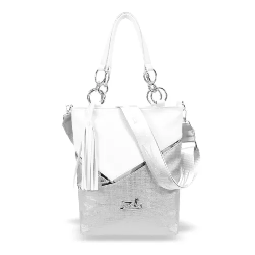 Zellia 24046 fehér-ezüst női válltáska 30 x 28 x 8 cm
