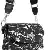  Dámska kabelka cez rameno Zellia 25101, čierno-strieborná, s mramorovým vzorom, 23 x 16 x 10 cm