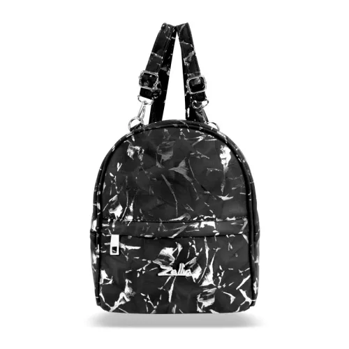 Dámsky batoh Zellia Zlb301 v čierno-striebornej farbe s mramorovým vzorom 25 x 21 x 8 cm