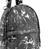  Dámsky batoh Zellia Zlb301 v čierno-striebornej farbe s mramorovým vzorom 25 x 21 x 8 cm