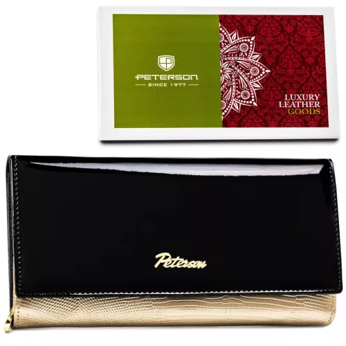  Dámska kožená peňaženka Peterson čierna 19 x 10 x 3,5 cm
