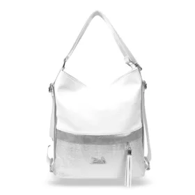   Zellia  24040 női fehér-ezüst válltáska, hátizsákká alakítható 37 x 32 x 12 cm
